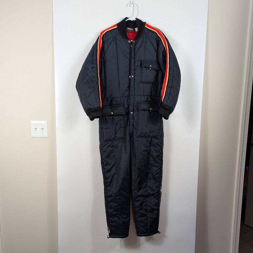 Vintage Daco Snowmobile Suit Woman's Medium Navy and Red No Hood or Belt